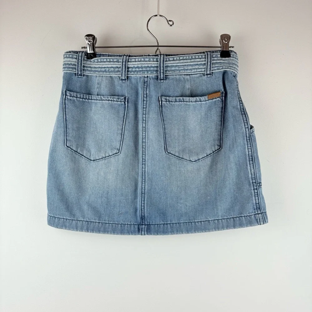Sanctuary Women's Mini Denim Jean Blue Skirt Tie Belt Pockets Preppy Small EUC - Picture 4 of 7